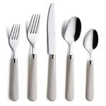 ANNOVA Silverware Set 20 Pieces Stainless Steel Cutlery Color Handle Flatware - 4 x Dinner Knife; 4 x Dinner Fork; 4 x Salad Fork; 4 x Dinner Spoon; 4 x Dessert Spoon (Wood, 20 Pieces)