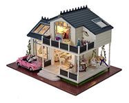 CUTEROOM Dollhouse Miniature with Furniture, 3D Wooden Miniature Doll House with Music Box & LED Lights,1:24 Scale DIY House Kit (A032)