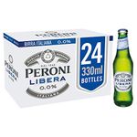 PERONI NASTRO AZZURRO Libera - Non-Alcohol Lager Alternative - 330cl x 24 Bottles in a Pack - 0.0% ABV - Light Bodied, Zero Alcohol - Refreshing, Bitter & Crisp - Brewed in Italy