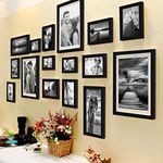 Art Street Shooting Star Wall Photo Frames for living Room, Set of 16 Photo frames (Black)