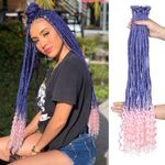 FANCEE Dreadlock Extensions 20 Stands 26inches Newly Designed Goddess Box Braids Dreads with Curly Ends Bohemian Pre Looped Braids for Women(Blue to Pink)