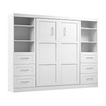 Bestar Pur Full Murphy Bed and 2 Storage Units with Drawers (109W) in White