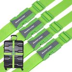 Masterwise Luggage Straps, 79” Adjustable Luggage Straps for Suitcases TSA Approved Travel Belt Suitcase Strap to Keep Your Suitcase Secure While Traveling (Green, 4pcs)