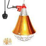 GlintBay Heat Lamp for Chicken, Dimmable Poultry Heat Lamp, Hanging Dog Kennel Heater, 250W Kennel Heaters for Dog with UK Plug, Heater for Chicks, Bird Cage, Vivarium