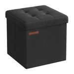 SONGMICS Storage Ottoman, Storage Bench, Footrest, Bed End Stool, for Living Room, Bedroom, 30 x 30 x 30 cm, Ink Black LSF028B51