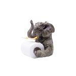 Homezone® Large Elephant Toilet Paper Roll Holder Wall Mountable Toilet Tissue Paper Dispenser Tissue Holder Bathroom Decor - Black Toilet Roll Holder Free Standing Elephant Animal Design