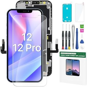 FFtopu for iPhone 12 and 12 Pro Screen Replacement Kit 6.1'' LCD Display 3D Touch Full HD Digitizer Full Assembly Repair Kits Waterproof Frame Sticker+Screen Tempered Protector