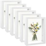 6 Pack Shadow Box Picture Frame, 5x7 Shadow Boxes Display Cases Wood Shadow Box Set for Dried Flowers, DIY Craft, Memorabilia, Medals, Photos, Wall Tabletop Display (5 x 7 Inch, White)