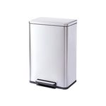 JIAD 8 Gallon 30L Trash Can, Stainless Steel Rectangular Garbage Bin with Lid and Inner Bucket, Silent Gentle Open and Close Dustbin, Suit for Home Office Indoor Outdoor