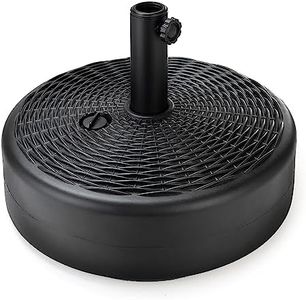 Home Zone Living 40lb Round Fillable Patio Umbrella Base Stand, 18in, Pole Holder, Water, Sand, Fits Poles Up to 1.9in(48mm) Diameter, UV Resistant, Lawn, Deck, Backyard, Garden, Spa, Pool, USA-Based