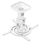 deleyCON Universal Ceiling Projector Mount + -25 ° Tilt, 360 ° Rotation – Up to 15 Kg/Distance from Ceiling 225 mm - Cable Guide – White