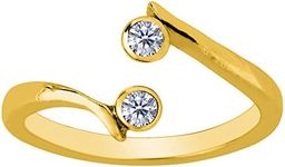 Jewelry Affairs 14K Yellow Gold Double Solitaire With CZ By Pass Style Adjustable Toe Ring