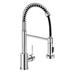 DJS Kitchen Taps Mixer,Spring Kitchen Sink Taps with Pull Out Spray,Stainless Steel Kitchen Mixer Taps 1 Hole with UK Standard Fittings,Easy to Install,Polished Chrome