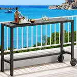 YITAHOME 55" Outdoor Bar Table, Rectangle Narrow Counter Height Table, Ideal Bar Height Table for Balcony, Patio, Garden, Yard, Poolside, Black