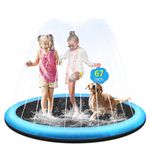 CACSPS 67" Non-Slip Splash Pad for Kids and Dog, Thicken Sprinkler Pool Summer Outdoor Water Toys, Extra Large Backyard Wading Pool for 3+ Children Boys & Girls or Pet Dog (Blue)