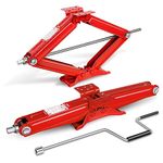 DNA MOTORING 2-Pack 5000lbs RV Trailer Stabilizer Leveling Scissor Jacks with Speed Crank Handle, 4-24" Height,Set of 2,Red,TOOLS-00328