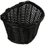 AVASTA Wicker Bicycle Basket for Cruiser Bicycles, City Bikes, Front Handlebar Storage Basket for Adults, Waterproof with Leather Straps, Made of Natural Willow, Bicycle Accessories, Size M, Black