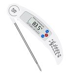 flintronic Food Thermometer, Digital Instant Read Meat Thermometer, High Accuracy Foldable Long Probe Food Cooking Thermometer with °F/°C, Auto On/Off Cooking Thermometer for Kitchen, BBQ, Milk, White