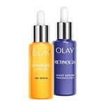 Olay Vitamin C Face Serum + Retinol 24 Night Serum, Anti Ageing Face Serum, Day & Night Power Duo, 40ml + 40ml