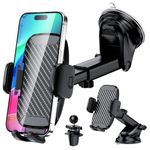 elestyle Car Phone Holder, [Ultra Powerful Suction] Car Phone Mount, Universal Car Phone Holder for Dashboard & Car Air Vent and Windshield Suitable for All Smartphones-Black