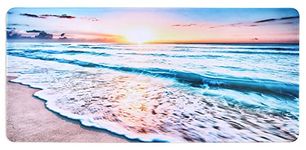 Meffort Inc Extra Large Extended Gaming Desk Mat Non-Slip Rubber Pads Stitched Edges Mouse Pad 35.4 x 15.7 inch - Sunset Beach