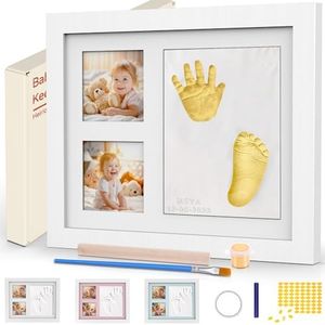 DZKKIUR Cadre Empreinte Bébé Personnalisé Kit d'Argile d'Empreinte Main et Pied Cadre Photo Souvenir pour garçons filles nouveau-nés Douche de Bébé Cadeau Naissance Décorations Murale Table