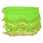 PAITOK Belly Dancing Hip Scarf, Women's Belly Dancing Belt with 128 Gold Coins Dancer Scarf Costumes Girls Dance Skirt Wrap Belt