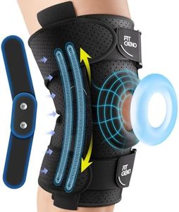 Fit Geno ReActive+ Hinged Knee Brace with Side Stabilizers for Maximum Knee Support, Adjustable Knee Brace for Knee Pain for Men and Women, 2023 Upgraded ACL Knee Brace for Meniscus Tear MCL Arthritis