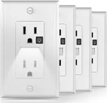 Receptacle Outlet with Night Light,15A 125V Standard Electrical Outlet with WallPlates,Turn LED Light On/Off Automatically,Nightlight for Kids,Bedroom,Bathroom,Stairs(4 Pack,White)