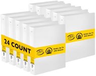 BAZIC Products 3 Ring Binder 1.5" Economy Binders Organizer - White, Round Ring, Hold 250 Sheets Paper, for School Office Home, 24-Count