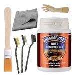 Ultimate Rust Removal and Treatment Kit - Hammerite Rust Remover Gel 100ml Bundled With - 3 Wire Brushes, Paintbrush, Disposable Gloves, Microfiber Cloth - Perfect for Cars, Bikes, and More