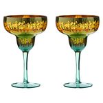 ARTLAND - Fiesta Margarita Glasses - Colourful & Eclectic - Cocktail Glasses Set - Handmade Glassware - - Set of 2