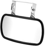 QWORK Stainless Steel Convex Mirror, Over Door Rectangular U-Bracket Rearview Mirror for Tractors, Forklifts, Trucks