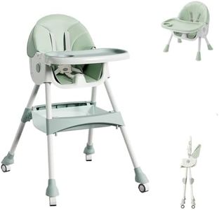Portable Baby High Chair, 6 in 1 Convertible High Chairs for Babies & Toddlers with 5-Point Safety Harness, Foldable High Chair for Space-Saving, Adjustable Dining Tray, Backrest & Height
