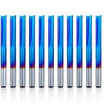 10pcs 1/8" 2-Flute Straight CNC Router Bits End Mill, 1/8” Shank Nano Blue Coating Milling Cutter for Engraving Machine Wood Plastics PVC Drilling