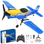 Toileum Rc Plane, 3 Channel Rc Airplane 2.4Ghz With 2 Batteries 6-Axis Gyro Stabilizer, Easy To Fly For Beginners Adults And Kids (P-51D), Blue