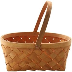 Ochine Multipurpose Wicker Basket with Handle, Wicker Bread Baskets Wood Chip Picnic Basket, Handmade Woven Fruit Basket Vegetable Storage Serving Basket Holder, Flower Girl Baskets for Wedding