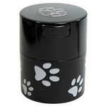 Tightpac America Pawvac 3 Ounce Vacuum Sealed Pet Food Storage Container, Black Cap and Body/White Paws