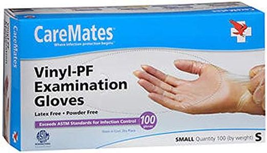 CareMates Vinyl Medical Exam Gloves, Latex Free Rubber, Powder Free, Extra Strong, 4 Mil Thick, Certified for Home Infusion, First Aid, Food Safe, Cleaning Gloves, Small, 100-Pack