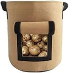 Potato Grow Planter Container Bag Pouch Root Plant Growing Pot Side Window GN (7 Gallon, Brown)