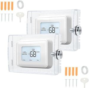 OTraki 2 Pack Keyless Thermostat Lock Box with Combination Lock, Universal Clear Thermostat Cover, Lockable Temperature Controller Guard Fit Thermostats 5.9''x5.5''x2.2'' or Smaller