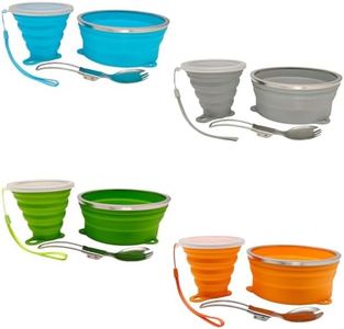 Cagelya Mess Kit for Camping Silicone Collapsible Bowl Collapsible Cup and Stainless Steel Spoon for Backpacking Outdoor Hiking Traveling and Picnic - 4 Pack