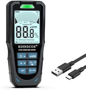 Pinless Moisture Meter for Drywall & Concrete – Digital Drywall Moisture Tester with 3-Color LCD Display, Audible Alarm & HOLD Function – Ideal for Firewood, Lumber, Home Inspections (Black)