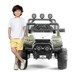 Norman Jr Rechargeable Battery Operated Jeep for Kids, Ride on Toy Kids Car with Music & Light | Baby Big Battery Car | Electric Jeep Car for Kids to Drive 3 to 8 Years Boys Girls (Olive Green)