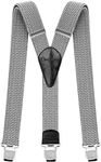 Decalen Mens Braces with Very Strong Metal Clips Wide 4 cm 1.5 inch Heavy Duty Suspenders One Size Fits All Men and Women Adjustable and Elastic Y Style (Light Silver)