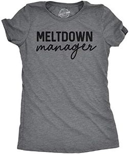 Womens Meltdown Manager T shirt Bossy Husband Wife Tee with Funny Sayings (Dark Heather Grey) - M