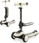 Kinderkraft Halley 2 in 1 Scooter for Kids 1+ Year Old to 50 kg, 3 Wheel Scooter, Balance Bike, Easy Folding, 2 Front Flashing Wheels, Adjustable Handlebar, Easy to Handle Weighs only 3 kg, White