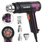 TDAGRO Heat Gun for crafting 1800W, 122℉~1202℉ Variable Temperature Control with 2-Temp Settings 4 Nozzles, 1.5s Fast Heating Mini Heat Gun for Resin, Shrink PVC Tubing/Wrapping/Crafts and Vinyl Wrap