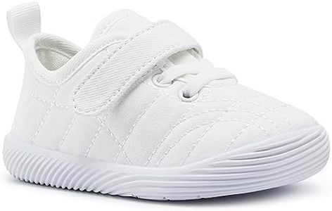 BMCiTYBM Baby Shoes Boy Girl Walking Sneakers Infant First Walkers for 6 9 12 18 24 Months White Size 6-12 Months Infant