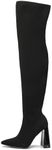 Cape Robbin Thigh High Boots for Women – Knee High Over The Knee Boots for Women - Womens Block High Heel Boots (Flo.A) - Black Size 9